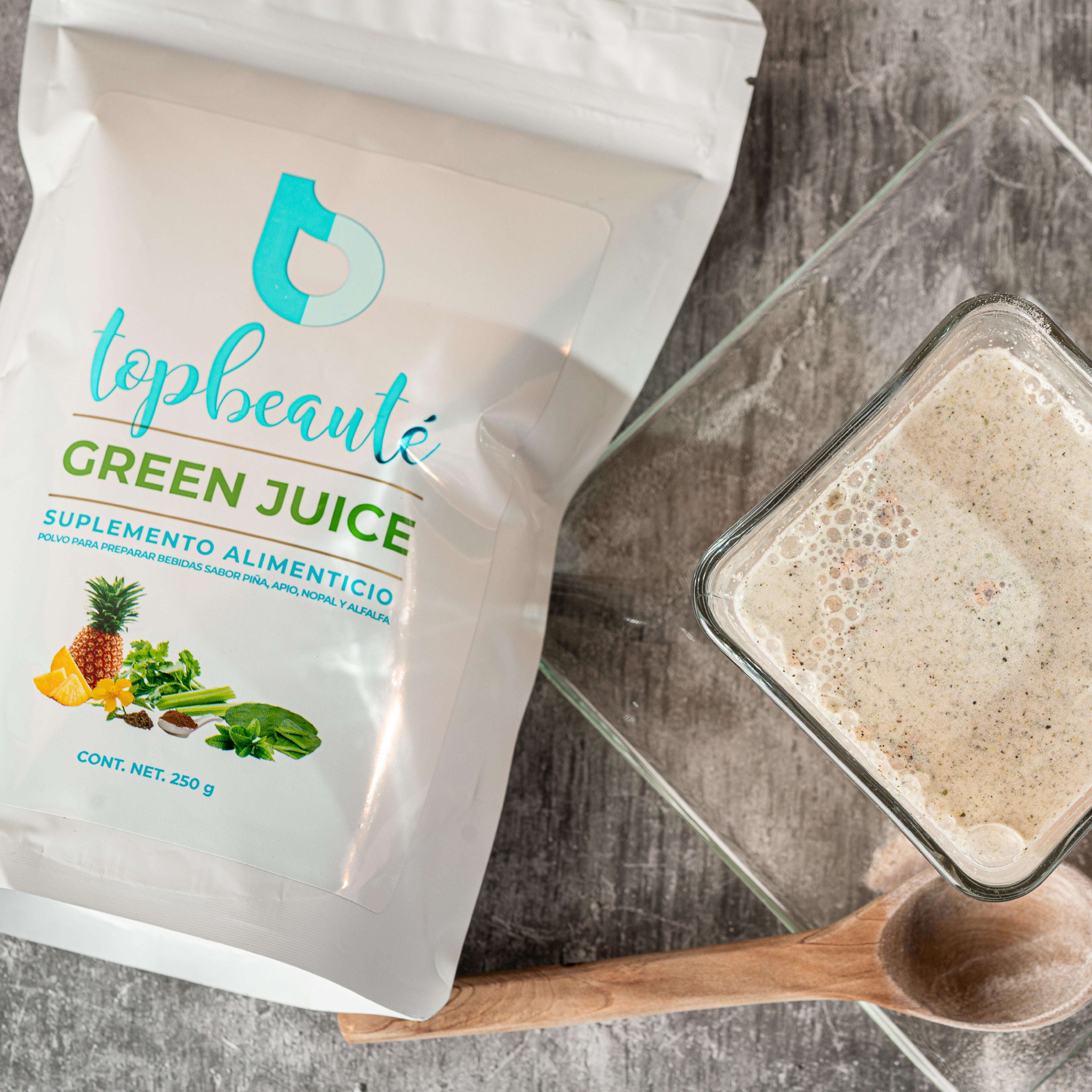 Suplemento alimenticio en polvo con piña, apio, nopal y coenzima q10 Green Juice