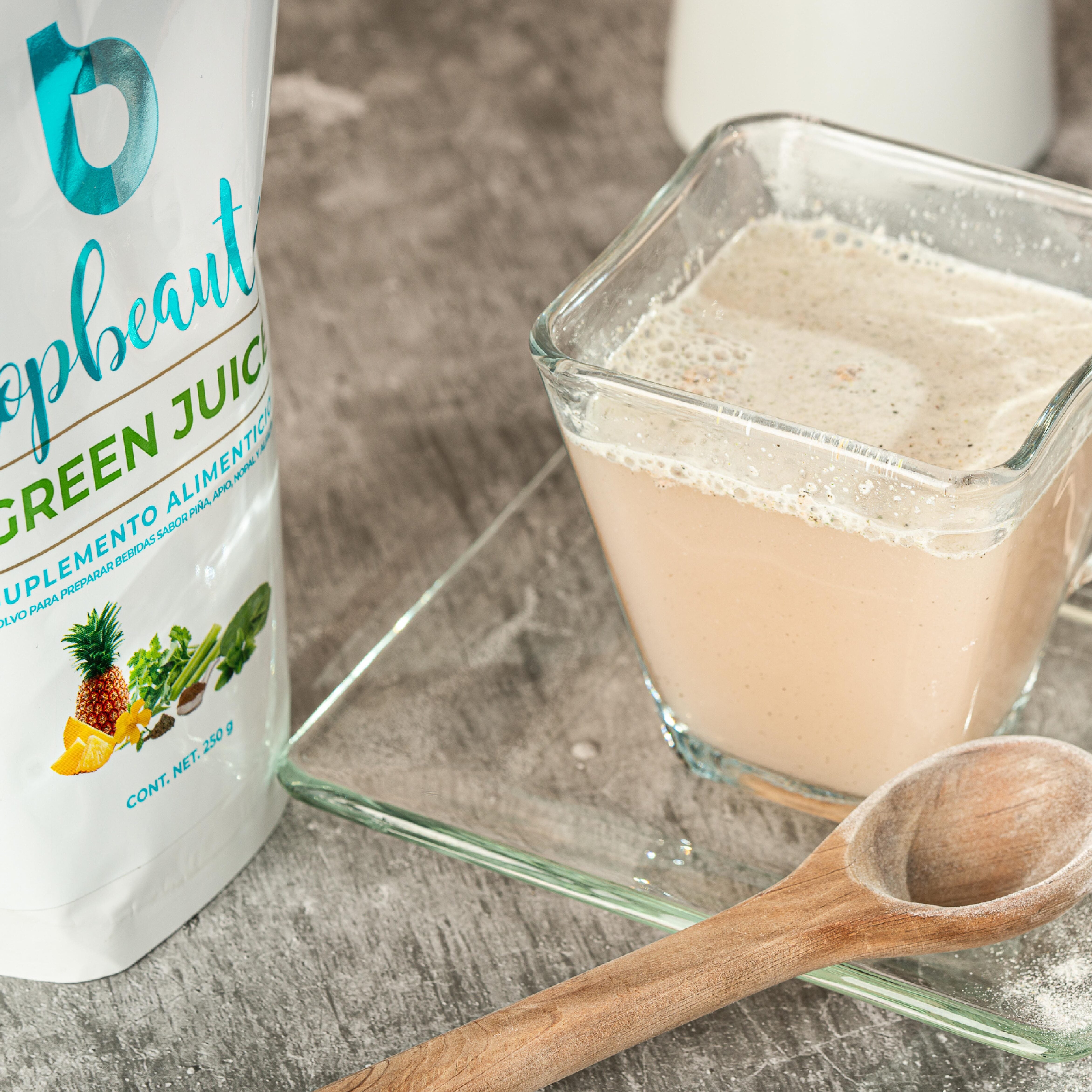 Suplemento alimenticio en polvo con piña, apio, nopal y coenzima q10 Green Juice
