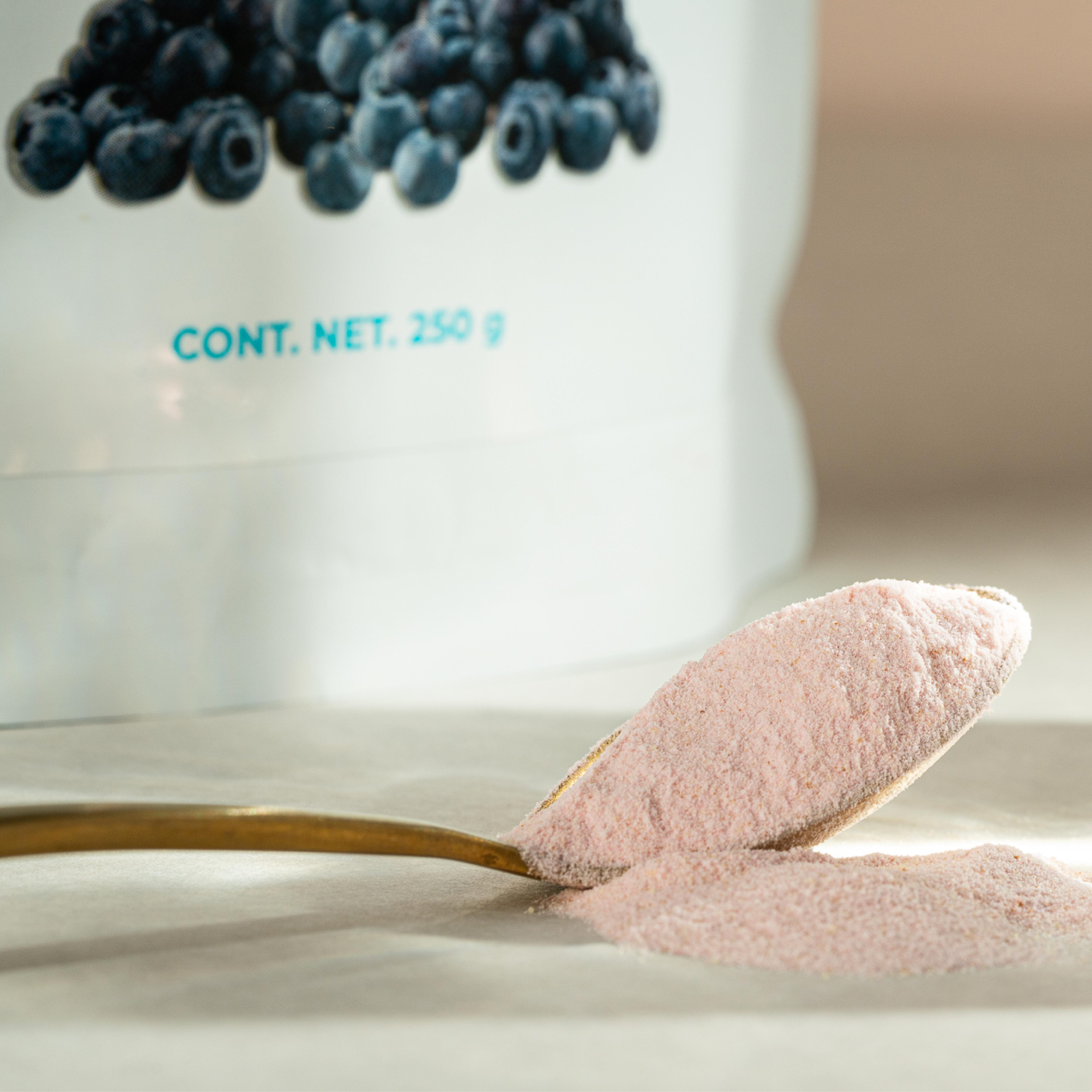 Suplemento alimenticio en polvo con mora azul, zinc y omega 3 Inmuno Plus