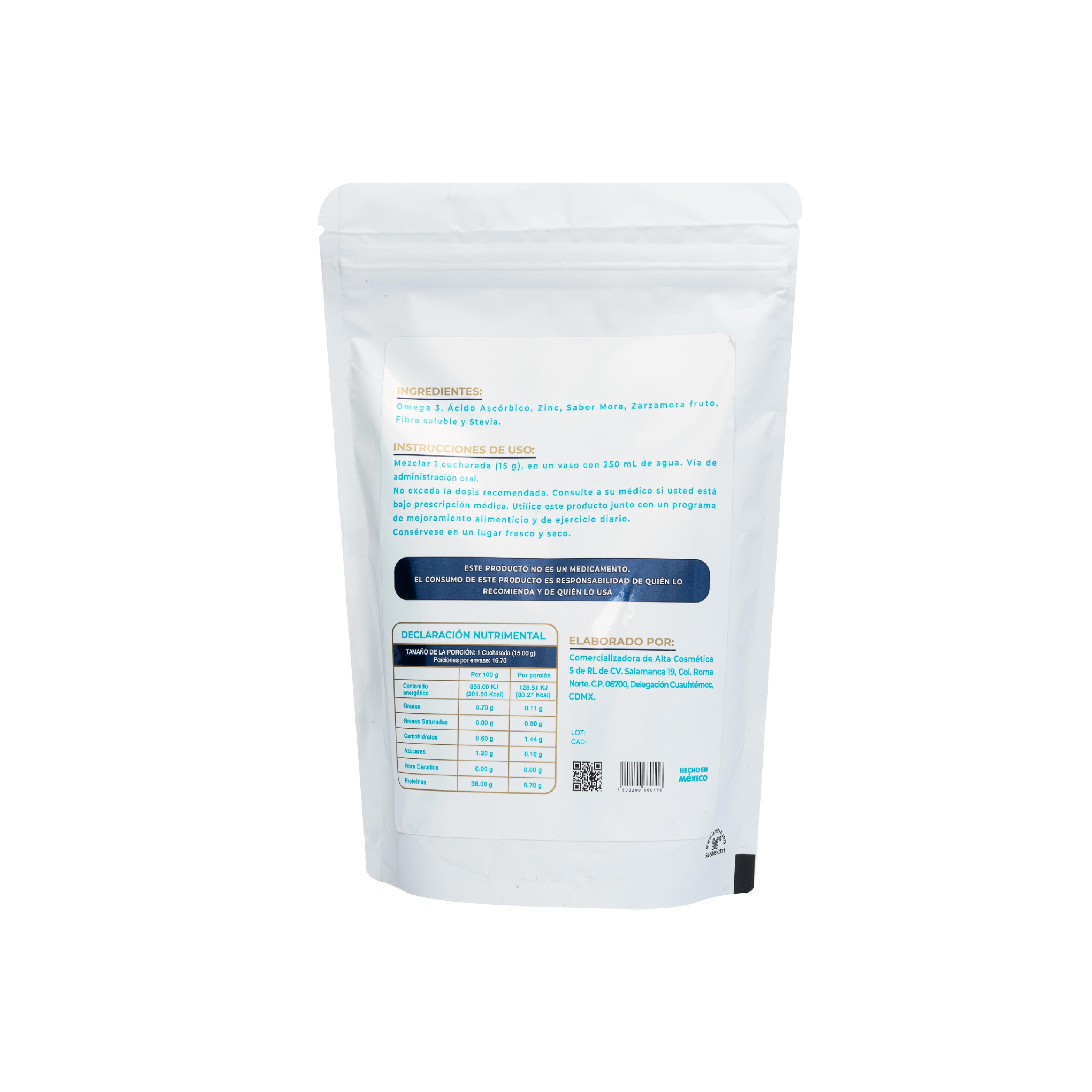 Suplemento alimenticio en polvo con mora azul, zinc y omega 3 Inmuno Plus